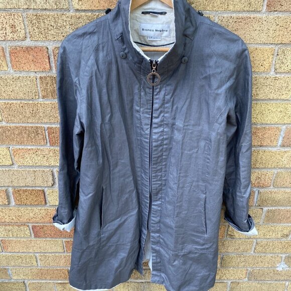 Vintage 1998 Bianca Nygord Linen Shell Designer Jacket Gray - Picture 14 of 14